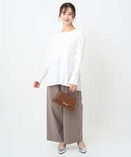 F1LAD45160 MK MICHEL KLEIN(小さいサイズ)(メゾン ドゥ サンク) 【小さいサイズ】ストレートワイドシルエットパンツ（無地・チェック）/洗える グレー（チェック）