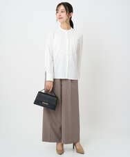 F1LAD45160 MK MICHEL KLEIN(小さいサイズ)(メゾン ドゥ サンク) 【小さいサイズ】ストレートワイドシルエットパンツ（無地・チェック）/洗える グレー（チェック）