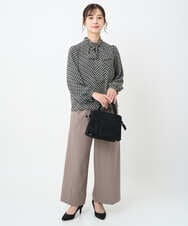 F1LAD45160 MK MICHEL KLEIN(小さいサイズ)(メゾン ドゥ サンク) 【小さいサイズ】ストレートワイドシルエットパンツ（無地・チェック）/洗える グレー（チェック）