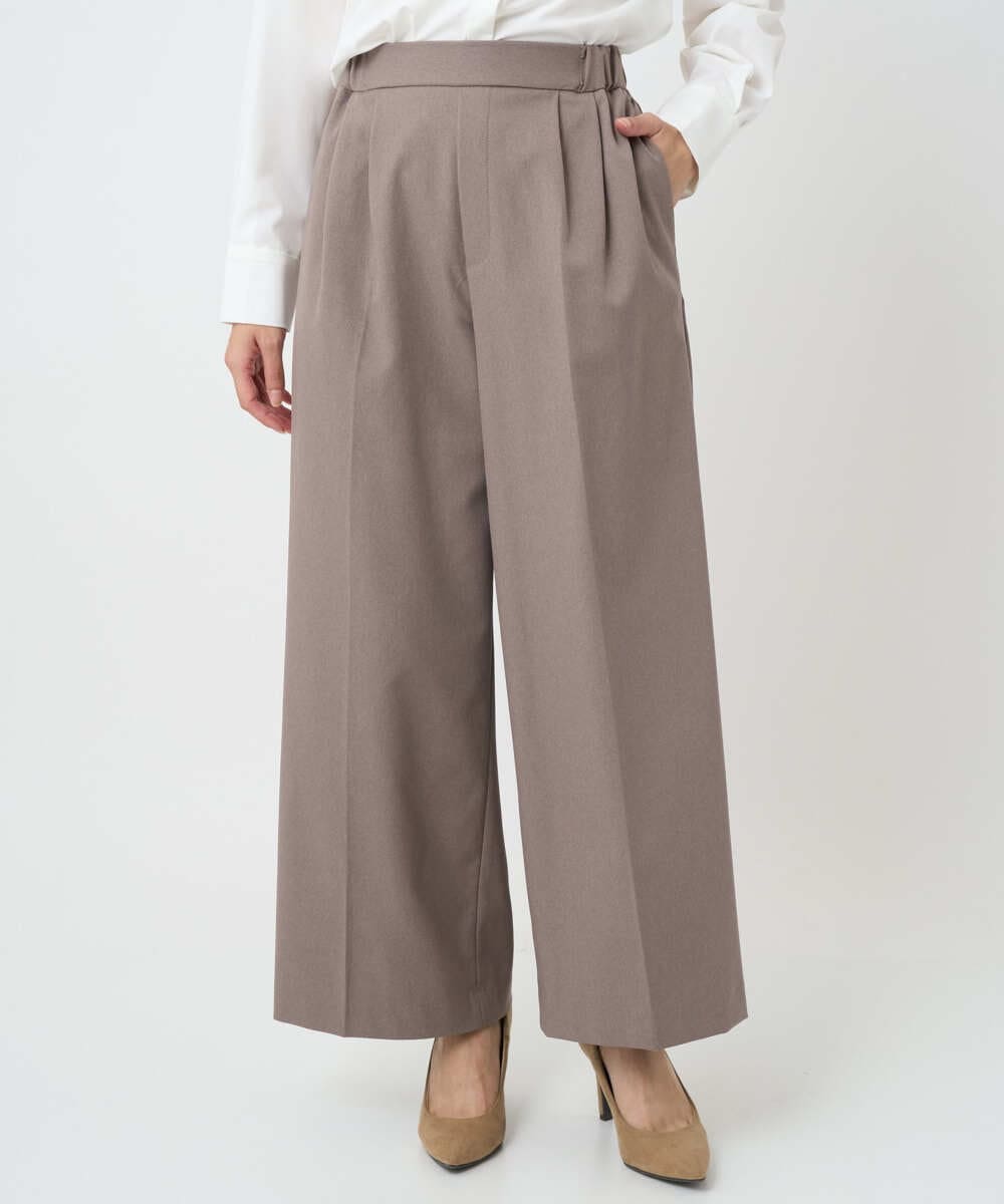 F1LAD45160 MK MICHEL KLEIN(小さいサイズ)(メゾン ドゥ サンク) 【小さいサイズ】ストレートワイドシルエットパンツ（無地・チェック）/洗える グレー（チェック）