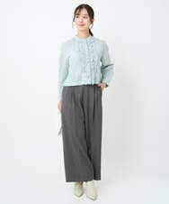 F1LAD45160 MK MICHEL KLEIN(小さいサイズ)(メゾン ドゥ サンク) 【小さいサイズ】ストレートワイドシルエットパンツ（無地・チェック）/洗える グレー（チェック）