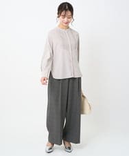 F1LAD45160 MK MICHEL KLEIN(小さいサイズ)(メゾン ドゥ サンク) 【小さいサイズ】ストレートワイドシルエットパンツ（無地・チェック）/洗える グレー（チェック）