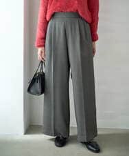 F1LAD45160 MK MICHEL KLEIN(小さいサイズ)(メゾン ドゥ サンク) 【小さいサイズ】ストレートワイドシルエットパンツ（無地・チェック）/洗える グレー（チェック）