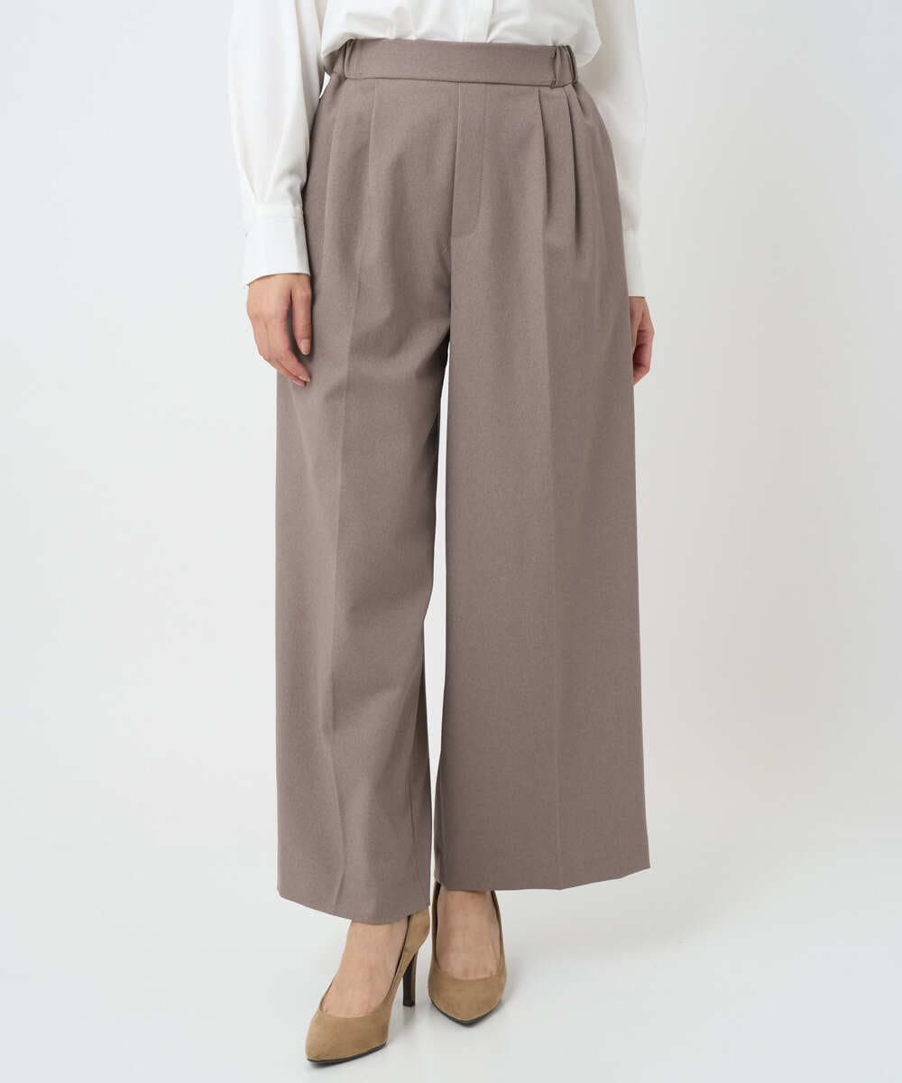 F1LAD45160 MK MICHEL KLEIN(小さいサイズ)(メゾン ドゥ サンク) 【小さいサイズ】ストレートワイドシルエットパンツ（無地・チェック）/洗える グレー（チェック）