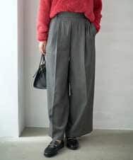 F1LAD45160 MK MICHEL KLEIN(小さいサイズ)(メゾン ドゥ サンク) 【小さいサイズ】ストレートワイドシルエットパンツ（無地・チェック）/洗える グレー（チェック）