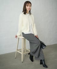 F1LAD45160 MK MICHEL KLEIN(小さいサイズ)(メゾン ドゥ サンク) 【小さいサイズ】ストレートワイドシルエットパンツ（無地・チェック）/洗える グレー（チェック）