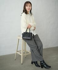 F1LAD45160 MK MICHEL KLEIN(小さいサイズ)(メゾン ドゥ サンク) 【小さいサイズ】ストレートワイドシルエットパンツ（無地・チェック）/洗える グレー（チェック）