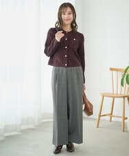 F1LAD45160 MK MICHEL KLEIN(小さいサイズ)(メゾン ドゥ サンク) 【小さいサイズ】ストレートワイドシルエットパンツ（無地・チェック）/洗える グレー（チェック）