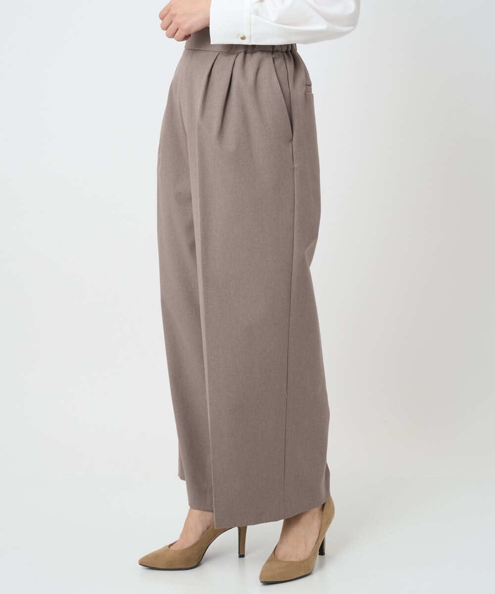 F1LAD45160 MK MICHEL KLEIN(小さいサイズ)(メゾン ドゥ サンク) 【小さいサイズ】ストレートワイドシルエットパンツ（無地・チェック）/洗える グレー（チェック）