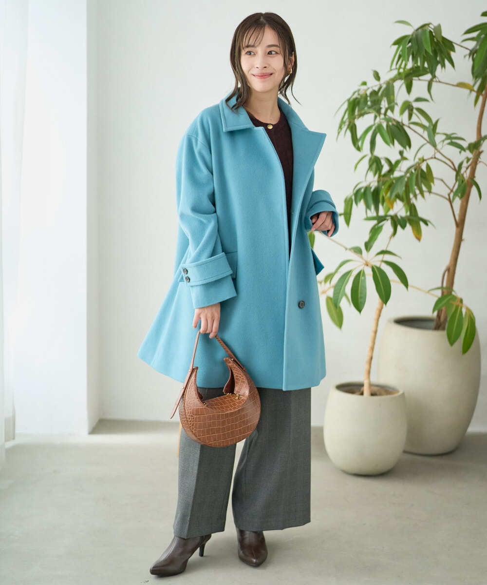 F1LAD45160 MK MICHEL KLEIN(小さいサイズ)(メゾン ドゥ サンク) 【小さいサイズ】ストレートワイドシルエットパンツ（無地・チェック）/洗える グレー（チェック）