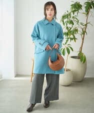 F1LAD45160 MK MICHEL KLEIN(小さいサイズ)(メゾン ドゥ サンク) 【小さいサイズ】ストレートワイドシルエットパンツ（無地・チェック）/洗える グレー（チェック）