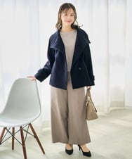 F1LAD45160 MK MICHEL KLEIN(小さいサイズ)(メゾン ドゥ サンク) 【小さいサイズ】ストレートワイドシルエットパンツ（無地・チェック）/洗える グレー（チェック）