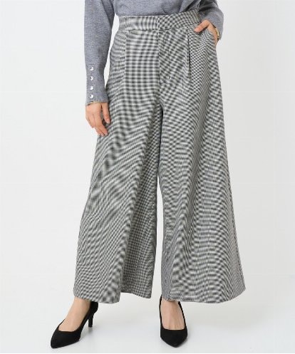 F1LAD51170 MK MICHEL KLEIN(小さいサイズ) 【小さいサイズ】千鳥柄ガウチョパンツ/洗える