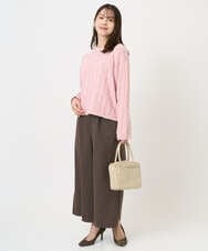 F1LAD51170 MK MICHEL KLEIN(小さいサイズ)(メゾン ドゥ サンク) 【小さいサイズ】千鳥柄ガウチョパンツ/洗える グレー