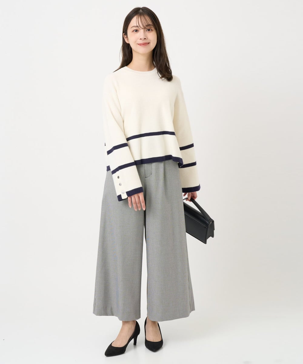 F1LAD51170 MK MICHEL KLEIN(小さいサイズ)(メゾン ドゥ サンク) 【小さいサイズ】千鳥柄ガウチョパンツ/洗える グレー