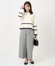 F1LAD51170 MK MICHEL KLEIN(小さいサイズ)(メゾン ドゥ サンク) 【小さいサイズ】千鳥柄ガウチョパンツ/洗える グレー