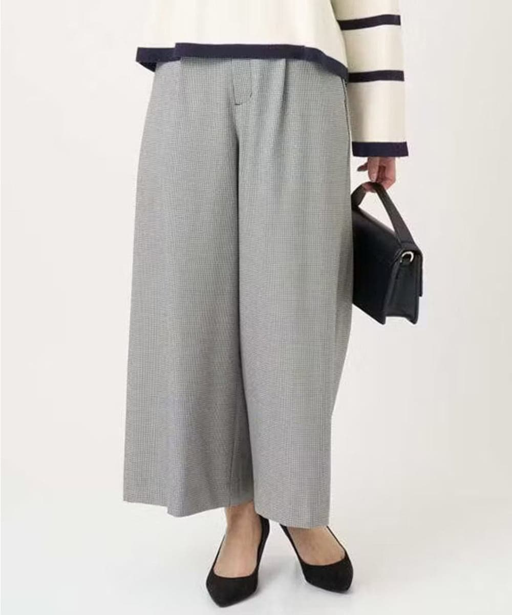 F1LAD51170 MK MICHEL KLEIN(小さいサイズ)(メゾン ドゥ サンク) 【小さいサイズ】千鳥柄ガウチョパンツ/洗える グレー