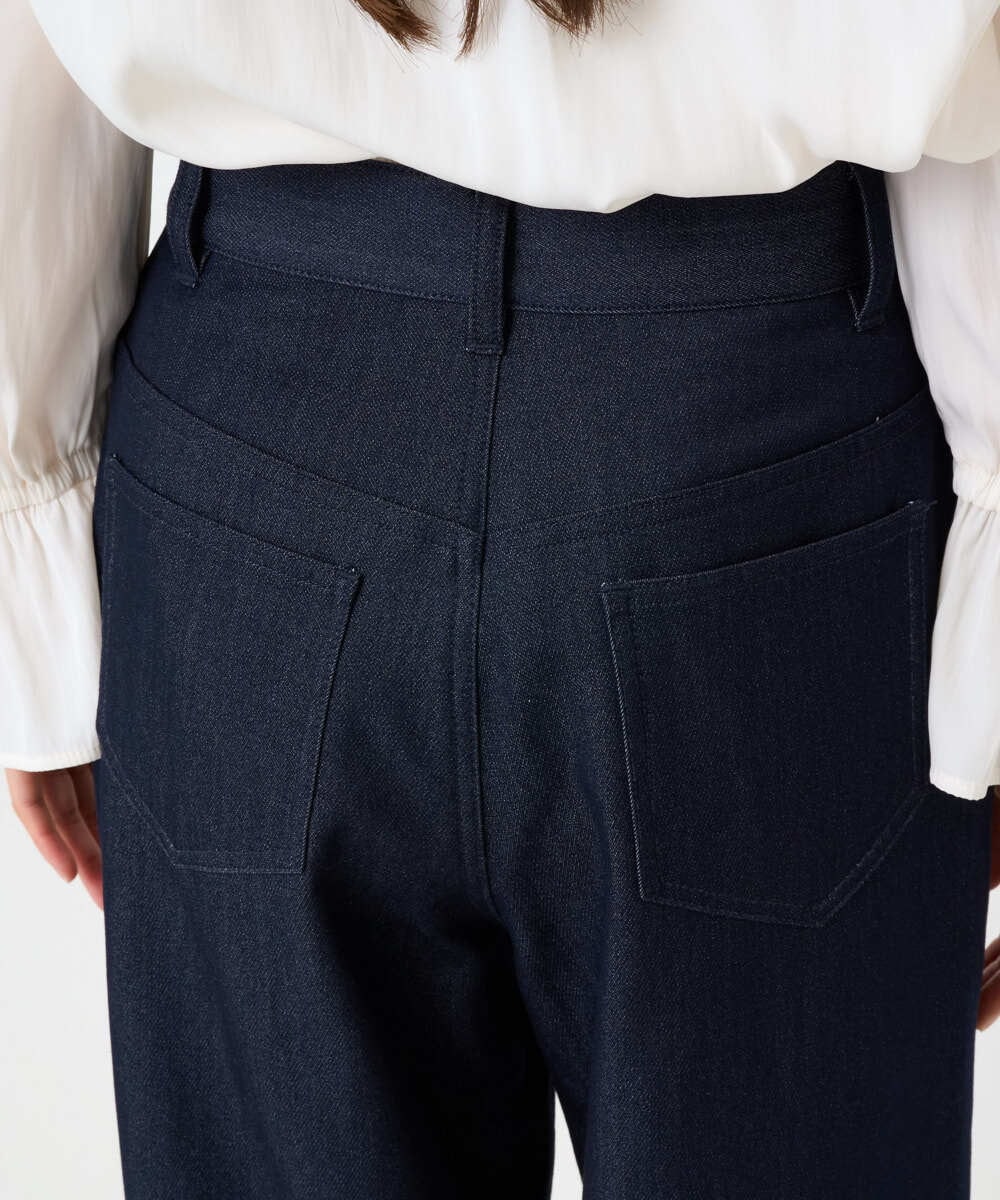 F1LAD52180 MK MICHEL KLEIN(小さいサイズ)(メゾン ドゥ サンク) 【小さいサイズ】裏起毛ブーツカットシルエットデニムワイドパンツ/洗濯機で洗える ネイビー