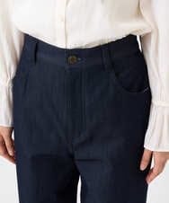 F1LAD52180 MK MICHEL KLEIN(小さいサイズ)(メゾン ドゥ サンク) 【小さいサイズ】裏起毛ブーツカットシルエットデニムワイドパンツ/洗濯機で洗える ネイビー