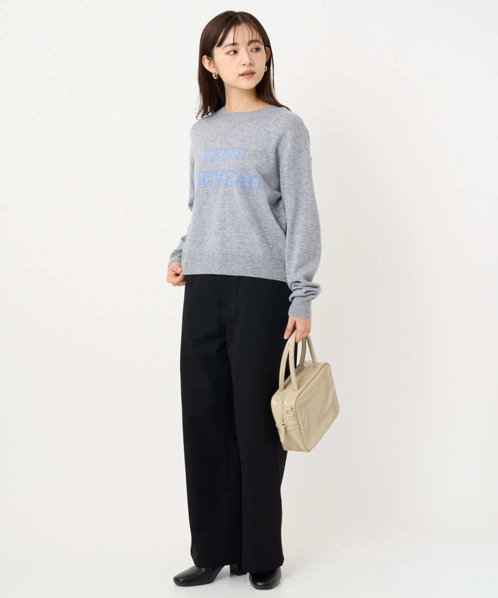 F1LAD52180 MK MICHEL KLEIN(小さいサイズ)(メゾン ドゥ サンク) 【小さいサイズ】裏起毛ブーツカットシルエットデニムワイドパンツ/洗濯機で洗える ネイビー