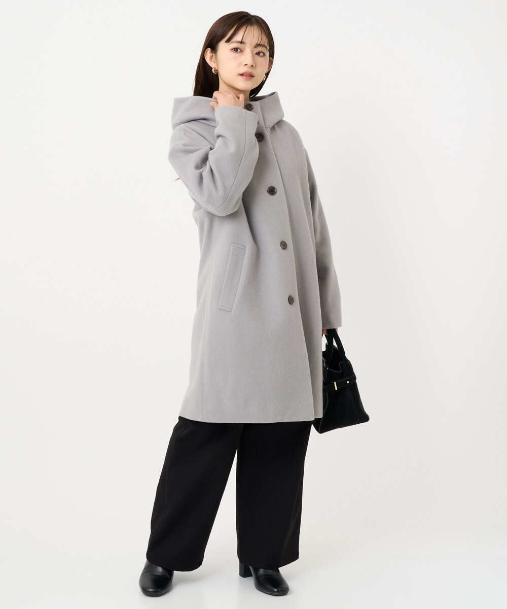 F1LAD52180 MK MICHEL KLEIN(小さいサイズ)(メゾン ドゥ サンク) 【小さいサイズ】裏起毛ブーツカットシルエットデニムワイドパンツ/洗濯機で洗える ネイビー