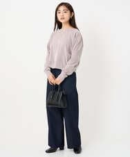 F1LAD52180 MK MICHEL KLEIN(小さいサイズ)(メゾン ドゥ サンク) 【小さいサイズ】裏起毛ブーツカットシルエットデニムワイドパンツ/洗濯機で洗える ネイビー