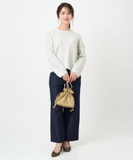 F1LAD52180 MK MICHEL KLEIN(小さいサイズ)(メゾン ドゥ サンク) 【小さいサイズ】裏起毛ブーツカットシルエットデニムワイドパンツ/洗濯機で洗える ネイビー