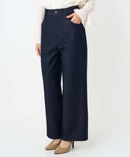 F1LAD52180 MK MICHEL KLEIN(小さいサイズ)(メゾン ドゥ サンク) 【小さいサイズ】裏起毛ブーツカットシルエットデニムワイドパンツ/洗濯機で洗える ネイビー