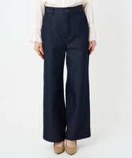 F1LAD52180 MK MICHEL KLEIN(小さいサイズ)(メゾン ドゥ サンク) 【小さいサイズ】裏起毛ブーツカットシルエットデニムワイドパンツ/洗濯機で洗える ネイビー