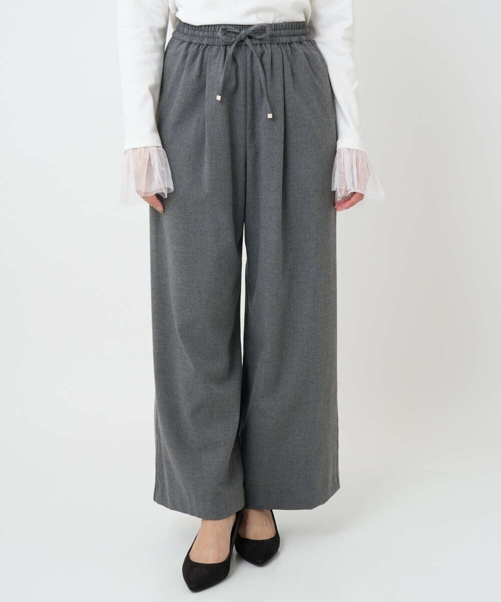 F1LAD62160 MK MICHEL KLEIN(小さいサイズ)(メゾン ドゥ サンク) 【小さいサイズ】裏起毛ワイドストレートプルオンパンツ/洗える グレー