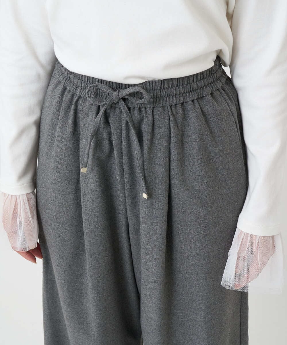 F1LAD62160 MK MICHEL KLEIN(小さいサイズ)(メゾン ドゥ サンク) 【小さいサイズ】裏起毛ワイドストレートプルオンパンツ/洗える グレー