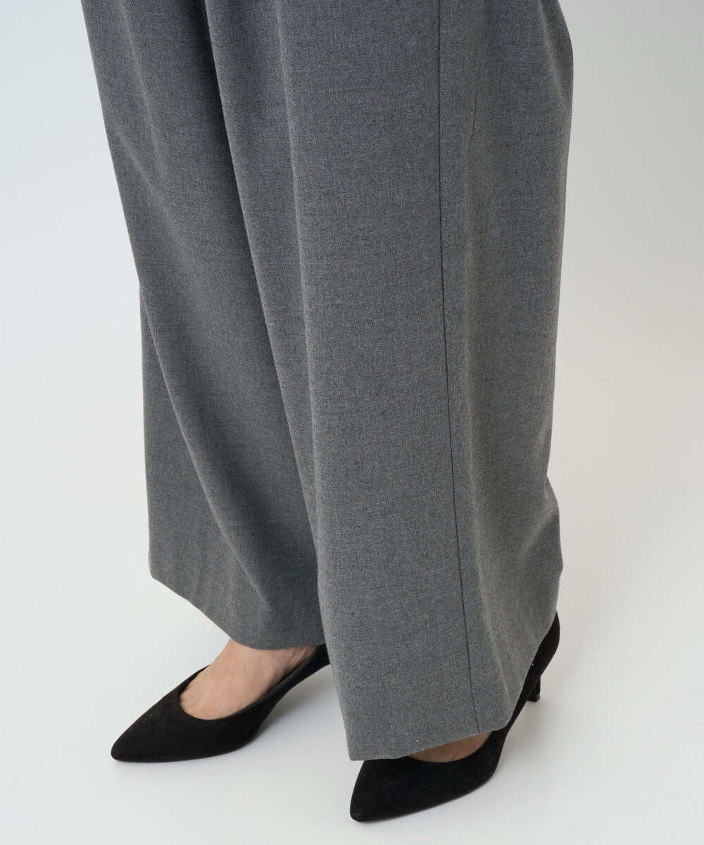 F1LAD62160 MK MICHEL KLEIN(小さいサイズ)(メゾン ドゥ サンク) 【小さいサイズ】裏起毛ワイドストレートプルオンパンツ/洗える グレー