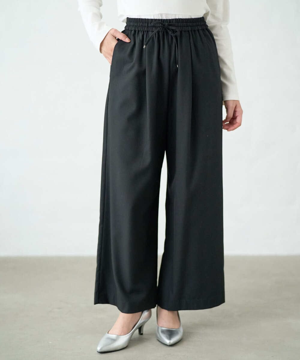 F1LAD62160 MK MICHEL KLEIN(小さいサイズ)(メゾン ドゥ サンク) 【小さいサイズ】裏起毛ワイドストレートプルオンパンツ/洗える グレー