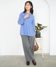 F1LAD62160 MK MICHEL KLEIN(小さいサイズ)(メゾン ドゥ サンク) 【小さいサイズ】裏起毛ワイドストレートプルオンパンツ/洗える グレー