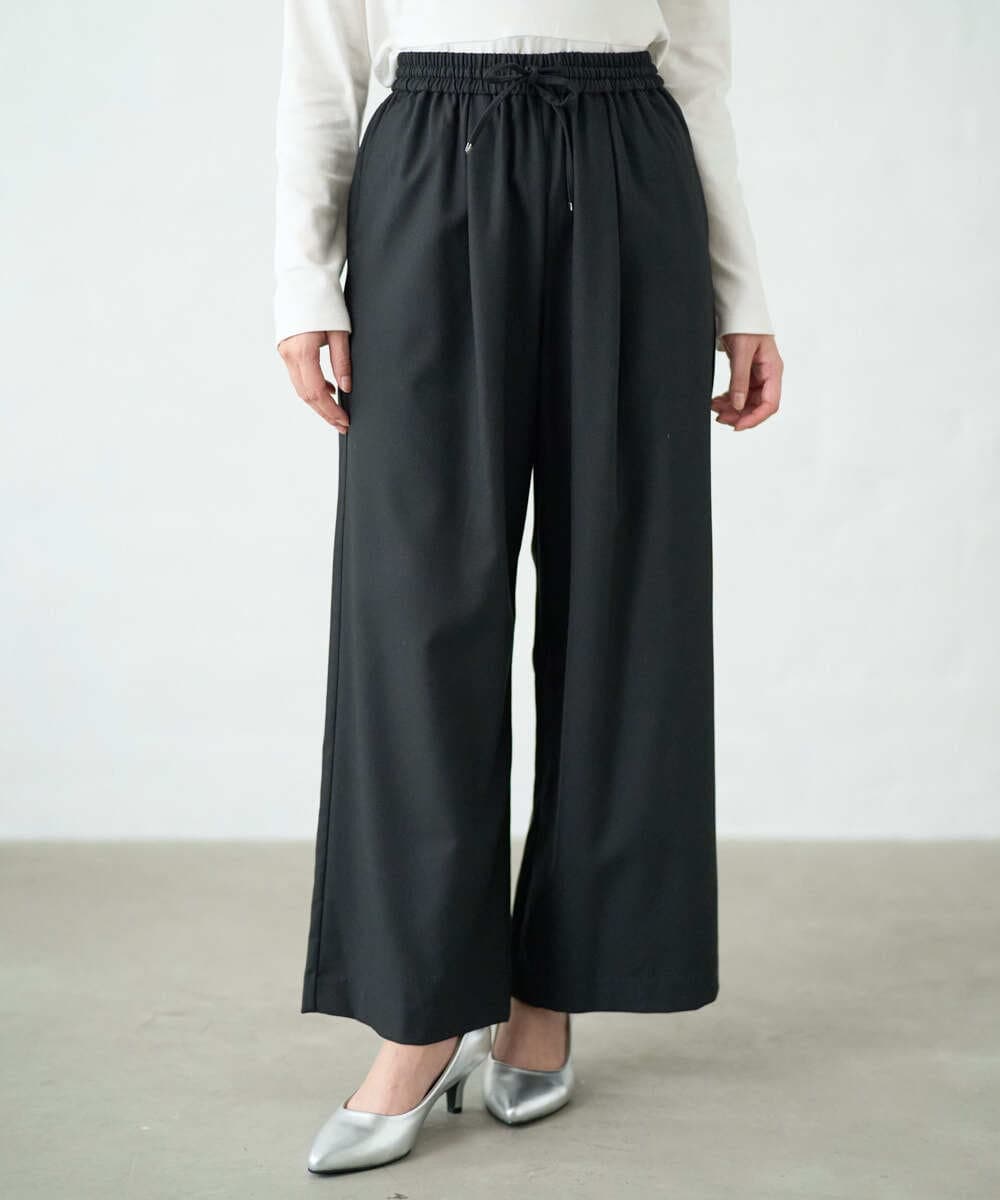 F1LAD62160 MK MICHEL KLEIN(小さいサイズ)(メゾン ドゥ サンク) 【小さいサイズ】裏起毛ワイドストレートプルオンパンツ/洗える グレー