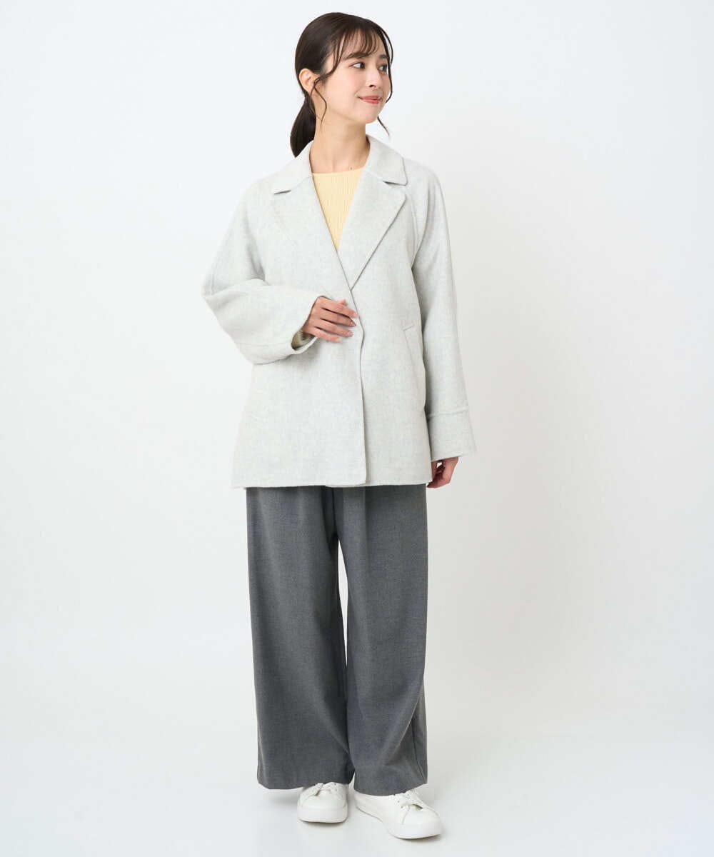 F1LAD62160 MK MICHEL KLEIN(小さいサイズ)(メゾン ドゥ サンク) 【小さいサイズ】裏起毛ワイドストレートプルオンパンツ/洗える グレー