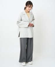 F1LAD62160 MK MICHEL KLEIN(小さいサイズ)(メゾン ドゥ サンク) 【小さいサイズ】裏起毛ワイドストレートプルオンパンツ/洗える グレー