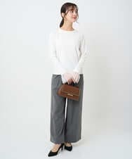 F1LAD62160 MK MICHEL KLEIN(小さいサイズ)(メゾン ドゥ サンク) 【小さいサイズ】裏起毛ワイドストレートプルオンパンツ/洗える グレー