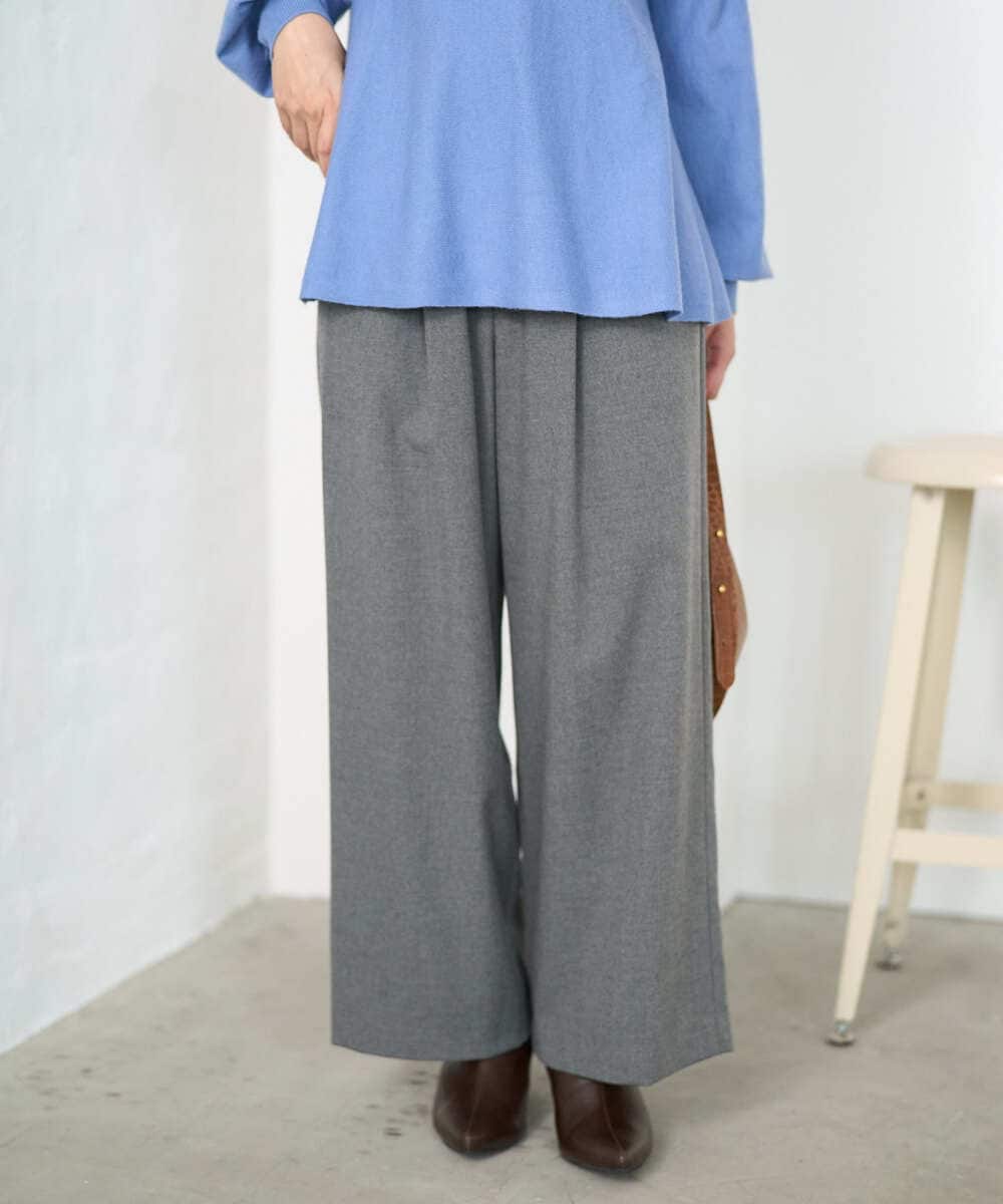 F1LAD62160 MK MICHEL KLEIN(小さいサイズ)(メゾン ドゥ サンク) 【小さいサイズ】裏起毛ワイドストレートプルオンパンツ/洗える グレー