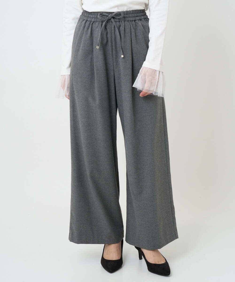 F1LAD62160 MK MICHEL KLEIN(小さいサイズ)(メゾン ドゥ サンク) 【小さいサイズ】裏起毛ワイドストレートプルオンパンツ/洗える グレー