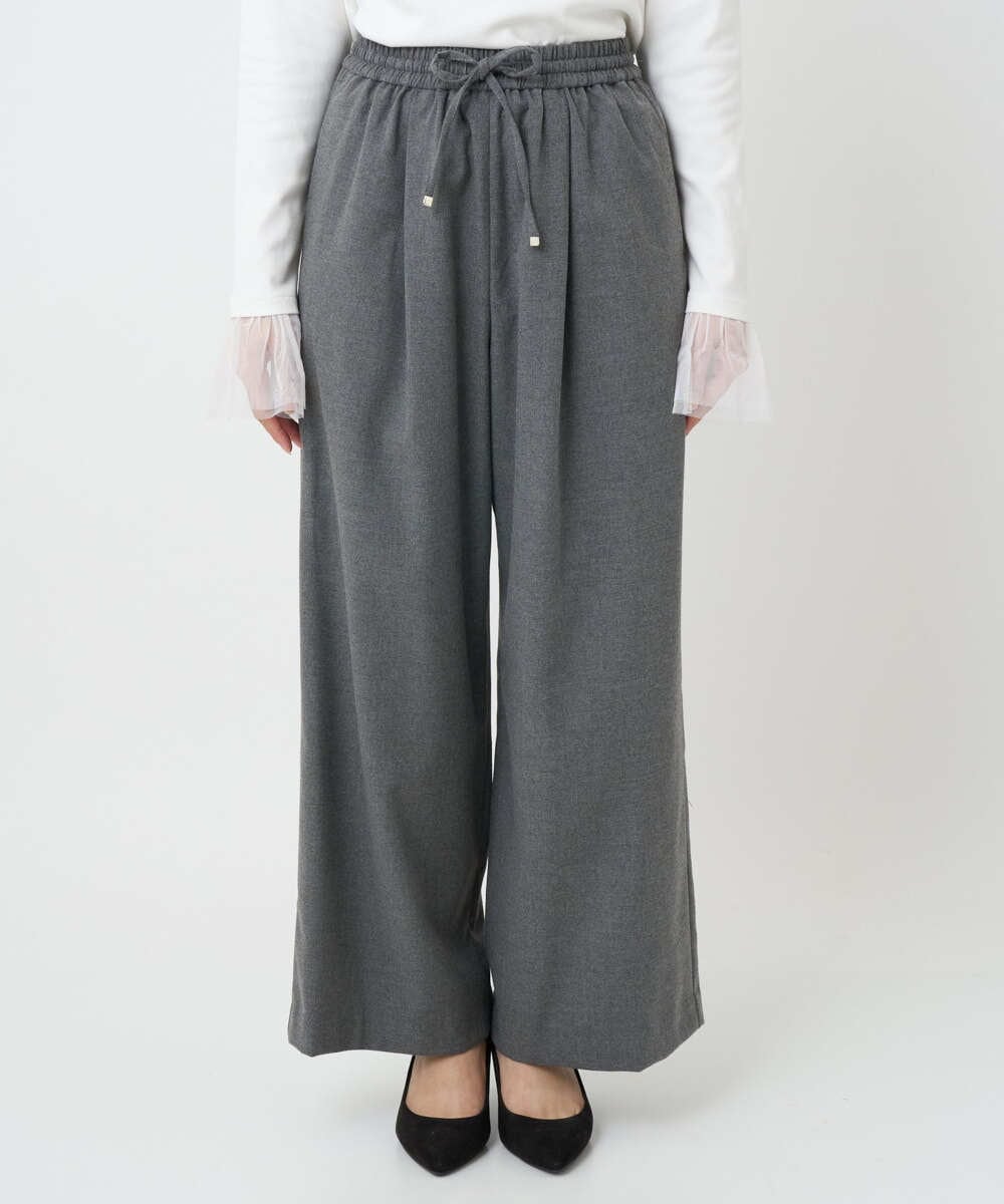 F1LAD62160 MK MICHEL KLEIN(小さいサイズ)(メゾン ドゥ サンク) 【小さいサイズ】裏起毛ワイドストレートプルオンパンツ/洗える グレー