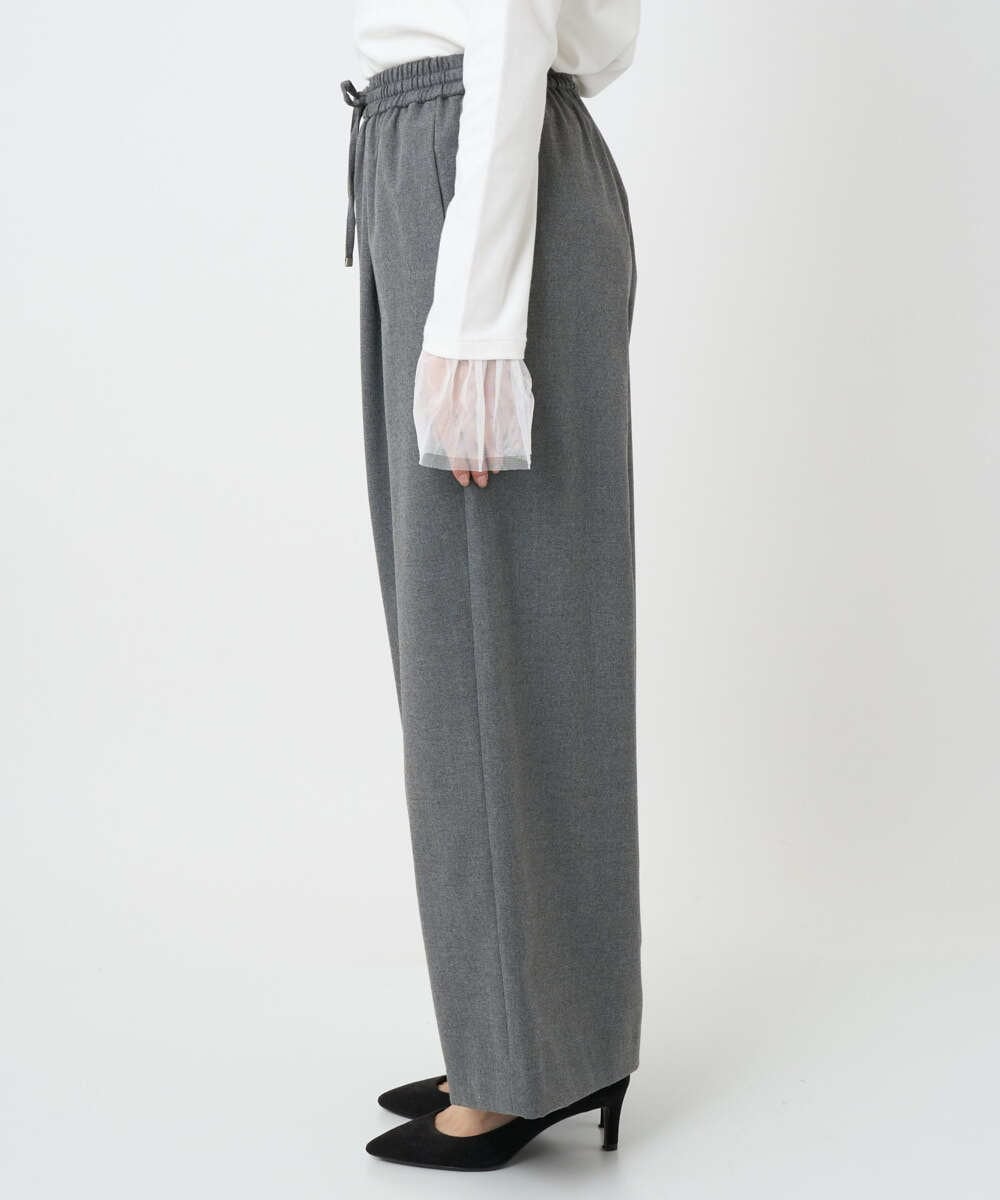 F1LAD62160 MK MICHEL KLEIN(小さいサイズ)(メゾン ドゥ サンク) 【小さいサイズ】裏起毛ワイドストレートプルオンパンツ/洗える グレー