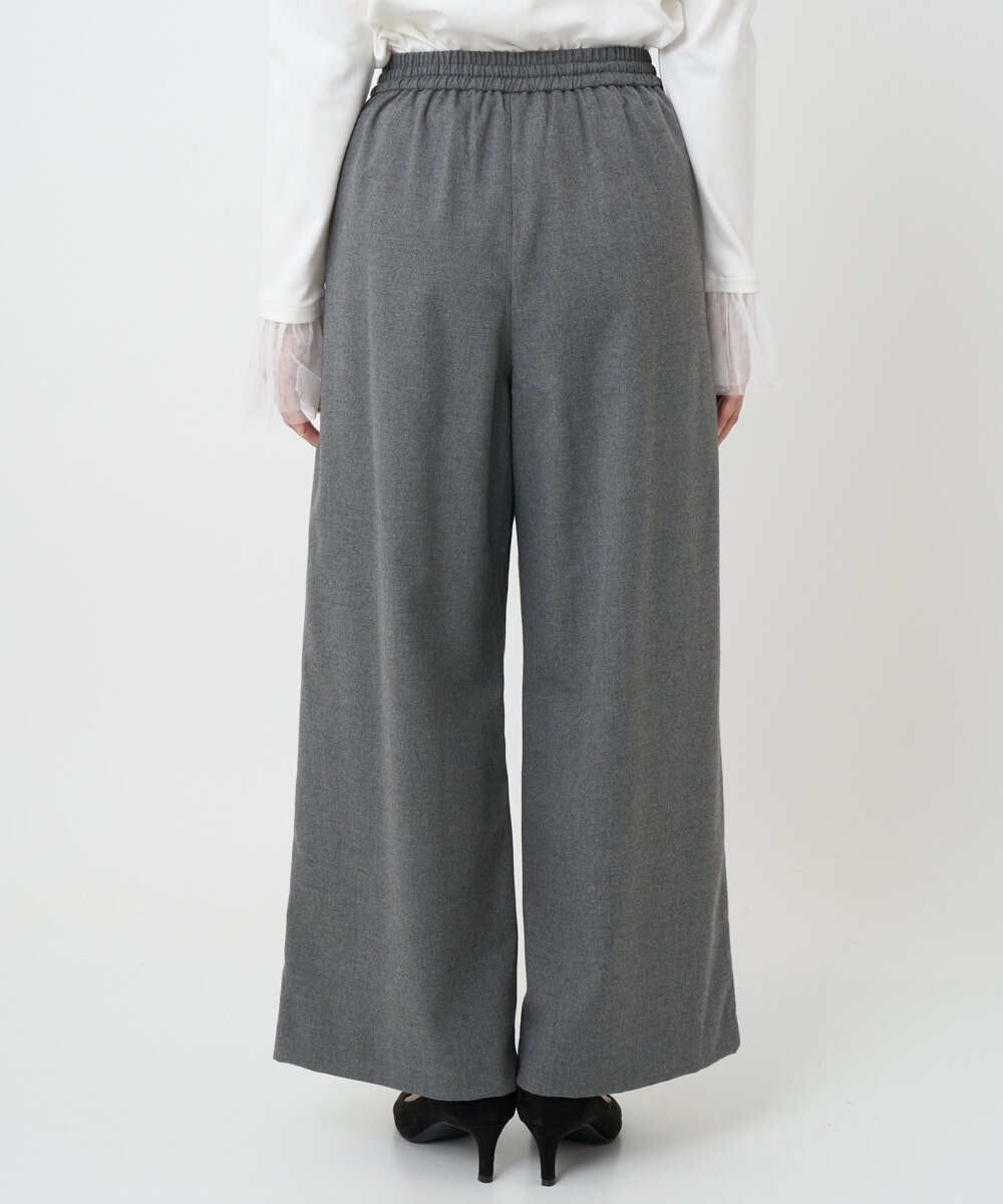 F1LAD62160 MK MICHEL KLEIN(小さいサイズ)(メゾン ドゥ サンク) 【小さいサイズ】裏起毛ワイドストレートプルオンパンツ/洗える グレー