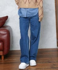 F1LAG41170 MK MICHEL KLEIN(小さいサイズ)(メゾン ドゥ サンク) 【小さいサイズ】[洗える]11ozデニム ワイドストレートパンツ ブルー