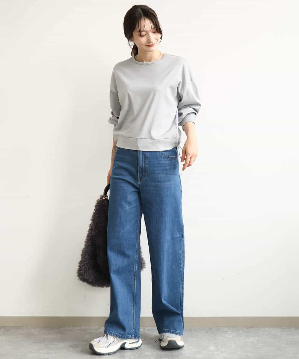 F1LAG41170 MK MICHEL KLEIN(小さいサイズ)(メゾン ドゥ サンク) 【小さいサイズ】[洗える]11ozデニム ワイドストレートパンツ ブルー