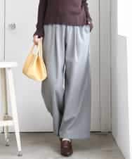 F1LAG62160 MK MICHEL KLEIN(小さいサイズ)(メゾン ドゥ サンク) 【小さいサイズ】[洗える]裏起毛ワイドストレートプルオンパンツ（無地） グレー