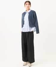 F1LAG62160 MK MICHEL KLEIN(小さいサイズ)(メゾン ドゥ サンク) 【小さいサイズ】[洗える]裏起毛ワイドストレートプルオンパンツ（無地） グレー