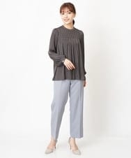 F1LAS48150 MK MICHEL KLEIN(小さいサイズ)(メゾン ドゥ サンク) 【小さいサイズ】ダブルクロスストレートパンツ/洗える ブルーグレー