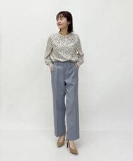 F1LAS48150 MK MICHEL KLEIN(小さいサイズ)(メゾン ドゥ サンク) 【小さいサイズ】ダブルクロスストレートパンツ/洗える ブルーグレー