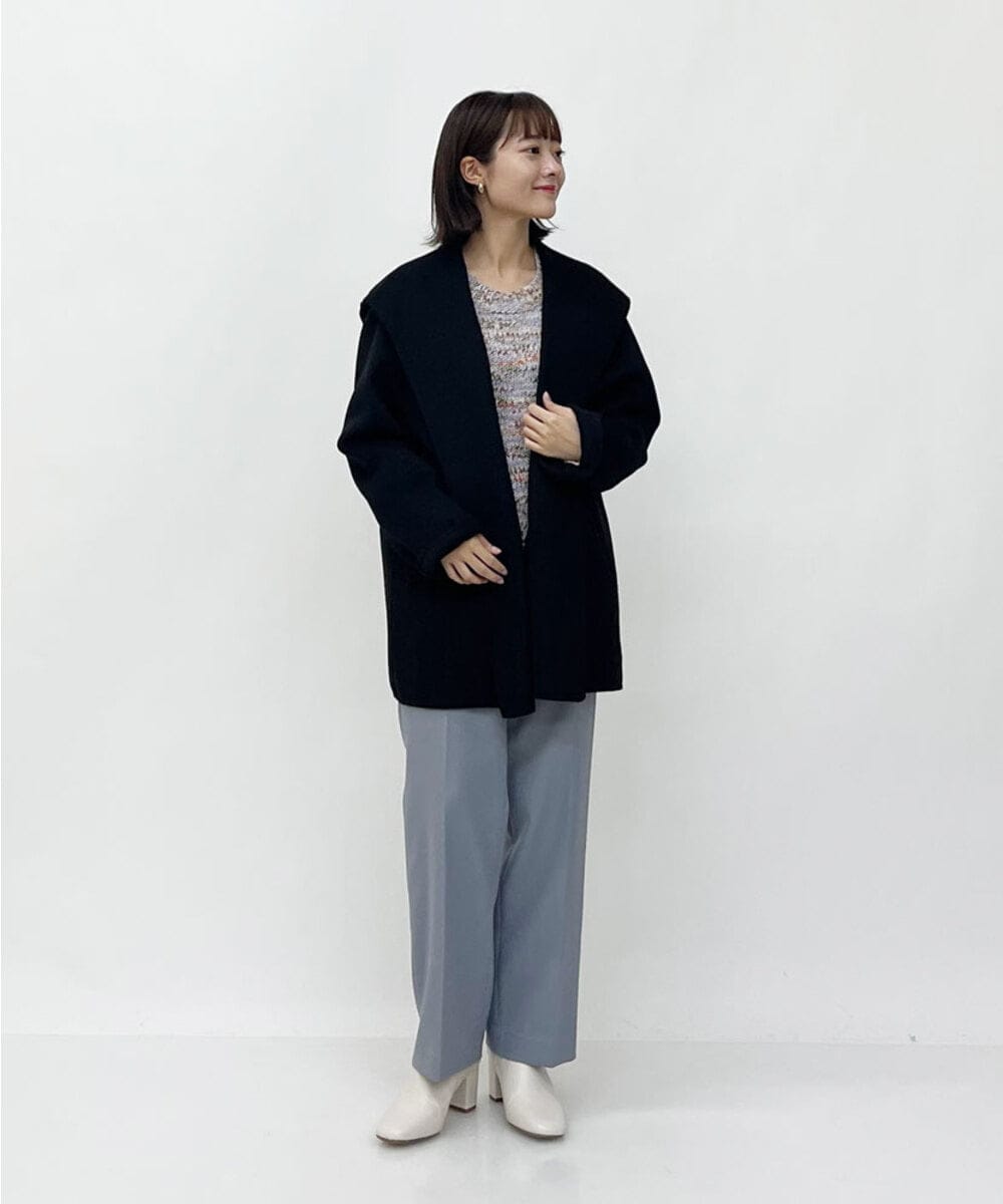 F1LAS48150 MK MICHEL KLEIN(小さいサイズ)(メゾン ドゥ サンク) 【小さいサイズ】ダブルクロスストレートパンツ/洗える ブルーグレー